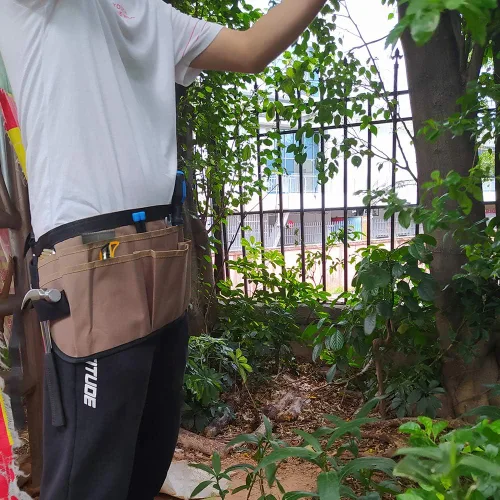 Miniatura 6 de Delantal de cintura para herramientas de jardín, delantal profesional de trabajo de cintura resistente con 13 bolsillos, delantales de jardinería