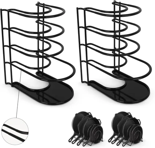 Miniatura 14 de Cuisinel Organizador de ollas y sartenes resistente, estante extra grande de 5 niveles, capacidad para sartenes de hierro fundido, horno holandés