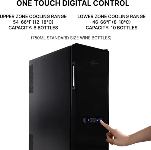 Miniatura 4 de Koolatron Urban Series - Enfriador de vino de doble zona, 18 botellas, refrigerador de vino termoeléctrico, refrigerador de vino independiente