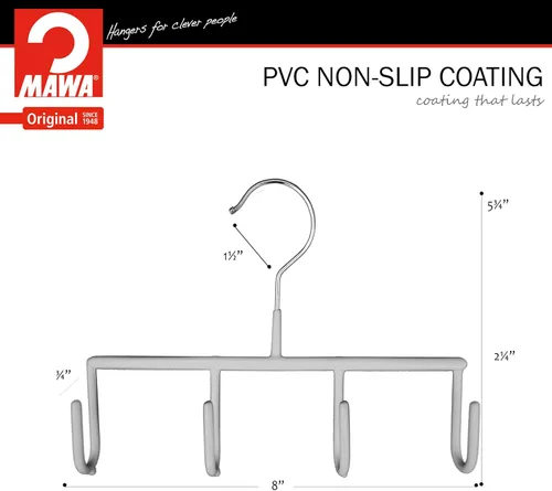 Miniatura 2 de Mawa by Reston Lloyd - Percha antideslizante para cinturones con 4 ganchos, estilo GH, juego de 2, color blanco