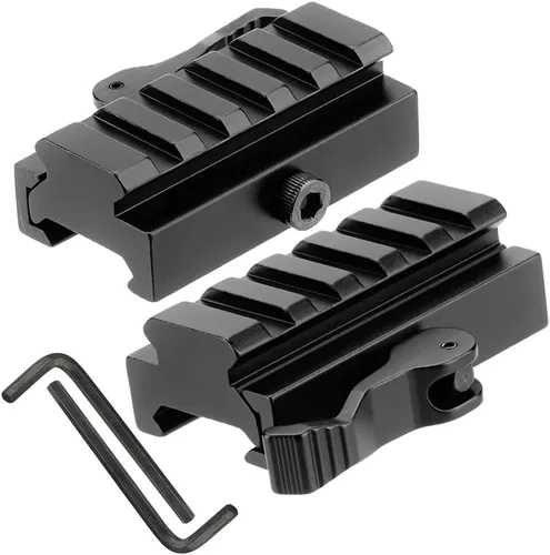 Picatinny Rail Mount, 5 ranuras Picatinny Weaver Rail Adaptador elevador de perfil bajo con liberación rápida QD