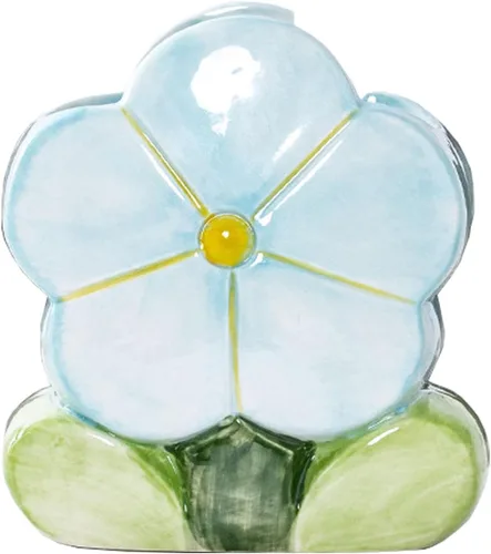 TANG SONG Ceramic Bloom - Soporte para brochas de maquillaje de cinco pétalos, caja de almacenamiento de cosméticos de flores, organizador de Azul