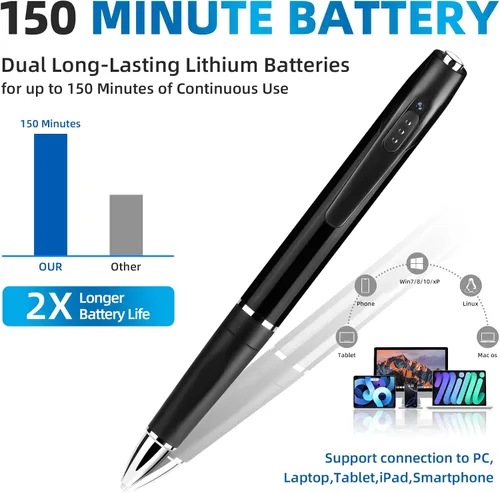 Miniatura 3 de Mini cámara oculta de 1080P, bolígrafo de cámara HD, mini cámaras de seguridad, batería de larga duración, fácil de usar, cámara micro bolígrafo