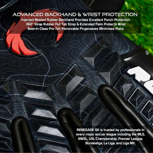 Miniatura 6 de Guantes profesionales de portero de fútbol Renegade GK Eclipse (tallas 6-12, nivel 5) Fingersaves y agarre EXT de 4 + 0.118 mm con sede en EE. UU