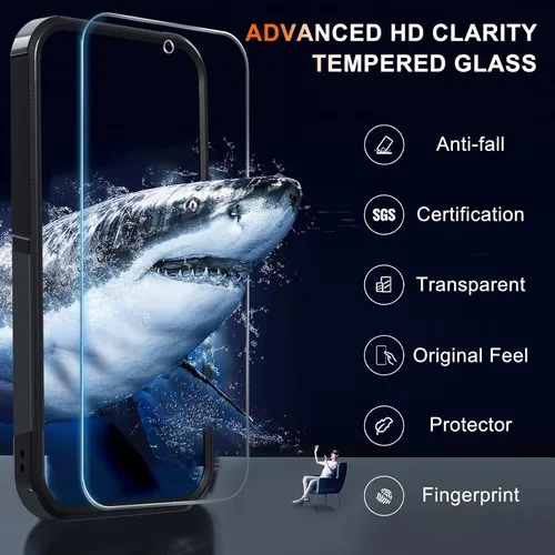 Miniatura 5 de Funda para Google Pixel 9 Pro XL, de cuerpo completo, resistente, a prueba de golpes, con correa de cordón, protector de pantalla de vidrio templado