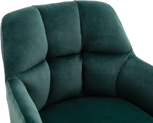 Miniatura 9 de EALSON Silla de escritorio de terciopelo cómoda, silla de tareas de computadora moderna sin ruedas, silla giratoria de acento con respaldo medio