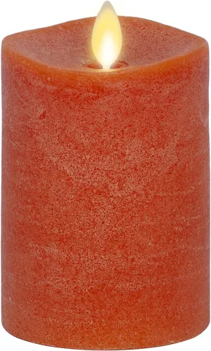 Luminara - Velas de pilar LED sin llama operadas con batería parpadeantes - Naranja quemado - Paquete de 1-3x4.5 - Decoración realista de llama en