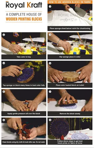 Miniatura 7 de Bloques de impresión de cerámica Retro Fish Pattern Sellos de madera (juego de 6) Htag1958