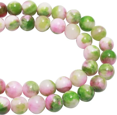 Miniatura 9 de Cuentas de jade persa natural de 0.315 pulgadas, 100 cuentas redondas sueltas de cristal curativo teñido negro colorido para la fabricación