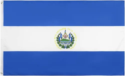 ANJOR Bandera de El Salvador de 3 x 5 pies - Banderas salvadoreñas con ojales de latón 3 x 5 pies