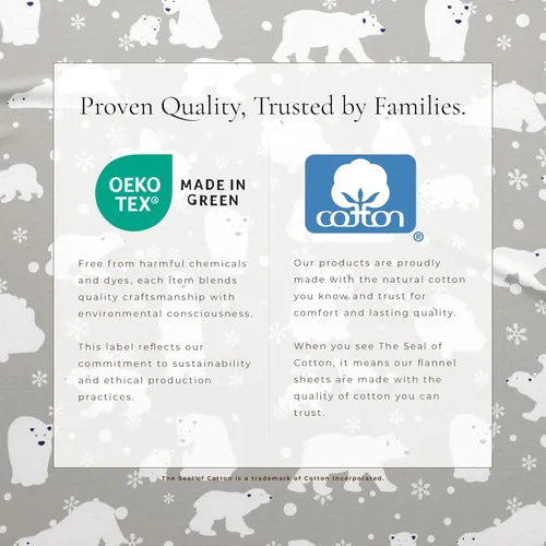 Miniatura 4 de Great Bay Home - Juego de sábanas de franela navideña, 3 piezas, tamaño individual, 100% algodón turco, doble cepillado, invernales, ultrasuaves