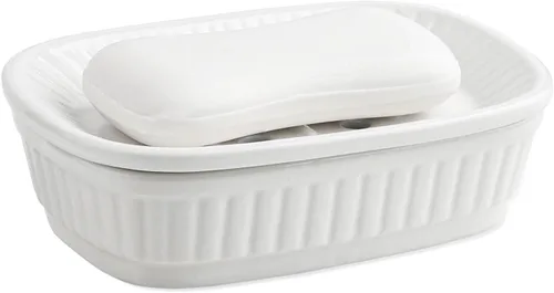 Miniatura 8 de VanEnjoy Jabonera de cerámica verde, jabonera autodrenante para fregadero de cocina, tenedor decorativo del cuarto de baño