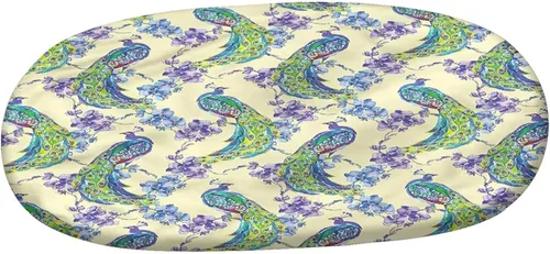 Miniatura 3 de XISUNYA Mantel ovalado ajustable, mantel de poliéster elástico de pavo real, mantel ajustable con estampado de flor de primavera japonesa, se adapta