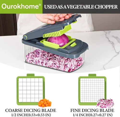 Miniatura 2 de Ourokhome Picadora y cortadora de verduras con recipiente, rebanadora manual de mandolina con espiralizador de verduras 4 en 1 para calabacín, papa