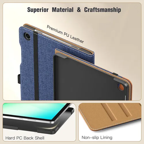 Miniatura 3 de MoKo Funda para Samsung Galaxy Tab A11+/ A11 Plus/ A9+/ A9 Plus de 11 pulgadas 2026/2024, piel sintética multiángulo con correa de mano, bolsillo