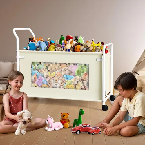 Miniatura 2 de KEEGH Caja de juguetes extragrande para niños con ruedas giratorias de 360°, baúl de juguetes resistente para niños y niñas, organizador