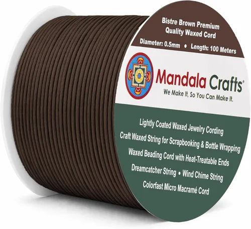 Miniatura 26 de Cuerda Mandala Crafts 0.03 pulgadas 109 yardas para hacer joyería, artesanía, macramé, cuerda de algodón encerado Negro