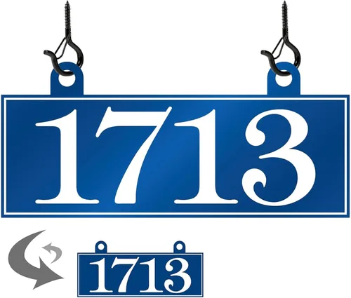Miniatura 19 de Placa de dirección colgante – Letrero de número de casa, letrero de dirección, números de dirección para buzón exterior, lámpara, poste de luz, 2