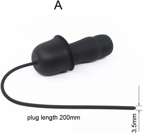 Miniatura 9 de Sonido vibratorio eléctrico de silicona para hombres, estimulación de uretra, masturbador de entrenamiento del pene masculino (A)