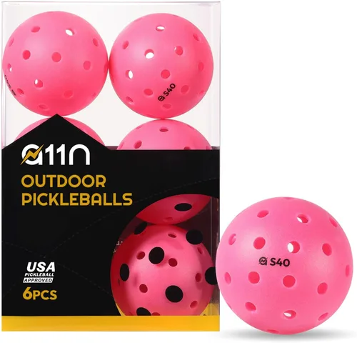 A11N S40 - Pelotas de pickleball para exteriores, aprobadas por Pickleball de Estados Unidos para jugar en torneos, paquete de 3/6/12/50, verde