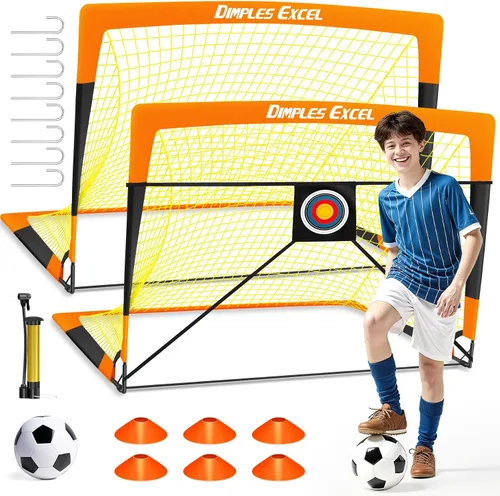 Dimples Excel Redes de Portería de Fútbol para Niños para Patio Trasero 7x5, 5x3.6, 4x3, 3x2.2 pies