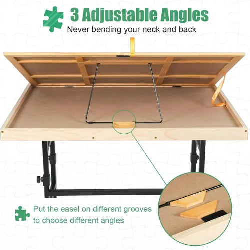 Miniatura 5 de ALL4JIG Mesa de rompecabezas de 1500 piezas con patas, mesa de rompecabezas ajustable de 24.53 x 33.19 pulgadas, tablero de rompecabezas de madera