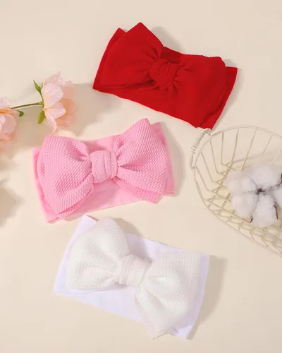 Miniatura 7 de jollybows 3 diademas con lazos para bebé, de nailon suave, para recién nacidos, niños pequeños, lindos lazos anchos y accesorios para el cabello