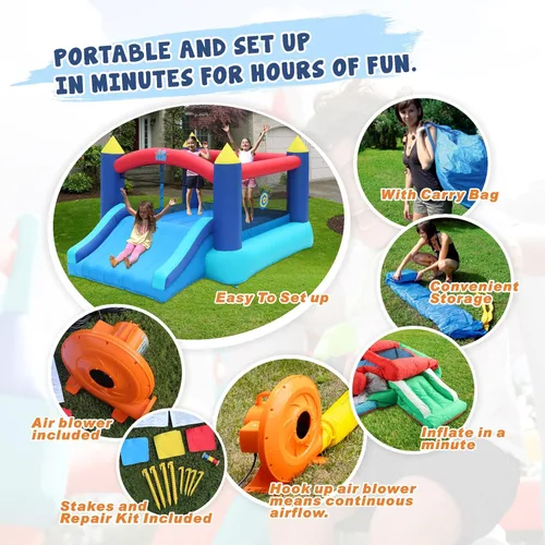Miniatura 3 de Action Air - Casa de rebote inflable, castillo hinchable con soplador de aire, castillo para saltar con tobogán, castillo hinchable familiar