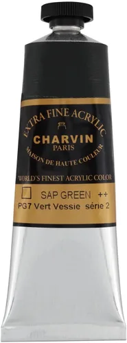 Miniatura 105 de Charvin Pintura acrílica profesional extrafina – verde absenta, tubo de 2.1 fl oz, pigmentos de triple fresado, resistente a la luz, pinturas