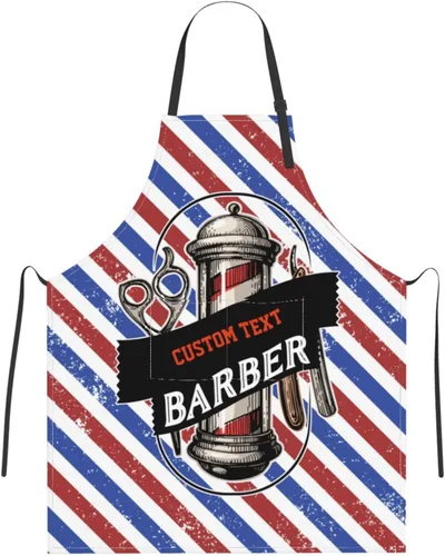 Miniatura 11 de Delantal de barbería personalizado para hombres y mujeres, delantal de peluquería con texto personalizado con bolsillos, delantal ajustable