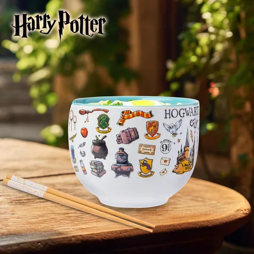 Miniatura 9 de Silver Buffalo Harry Potter Icons - Tazón de cerámica para fideos ramen y arroz con palillos, apto para microondas, 20 onzas Harry Potter Hogwarts