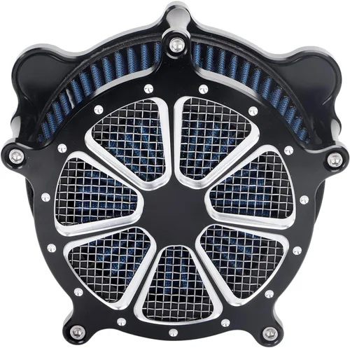 Miniatura 7 de Filtro de entrada azul con filtro de aire de corte en contraste compatible con Harley Dyna 1993-2016, Softail 1993-2015, Touring 1993-2007