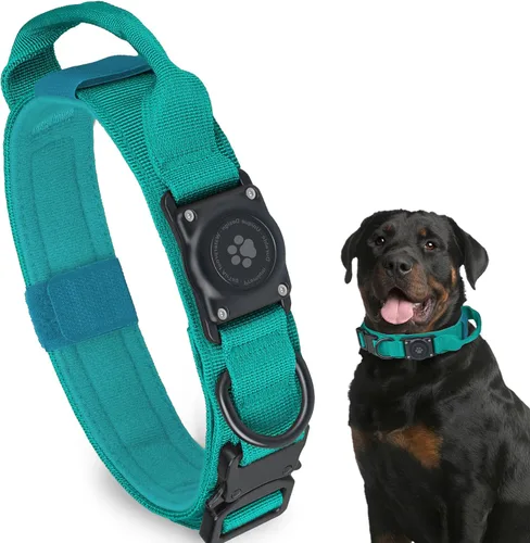Miniatura 11 de Collar táctico para perro con AirTag, 100% impermeable, collares para perro Apple Air Tag integrados con soporte rígido de PC para AirTag, collar