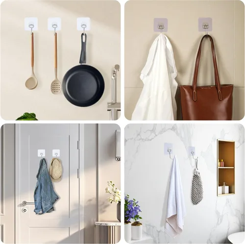 Miniatura 5 de Aynoo Ganchos adhesivos, ganchos de toalla para colgar calcomanías de pared resistentes, 10 paquetes, 13 libras (máx.)