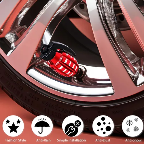 Miniatura 5 de 6 tapas de válvula de neumático, cubiertas universales de válvula de neumático de aleación de aluminio para automóviles, camiones, SUV, Rojo