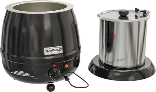 Miniatura 2 de KoolMore Calentador de sopa comercial con tapa con bisagras e inserto de olla extraíble para bufé, restaurante, fiesta, evento y catering, grande
