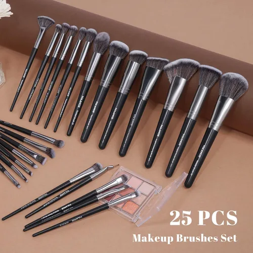 Miniatura 5 de MAANGE Brochas de maquillaje, 25 piezas, juego de brochas de maquillaje de alta calidad, corrector sintético para rubor, base, sombra de ojos