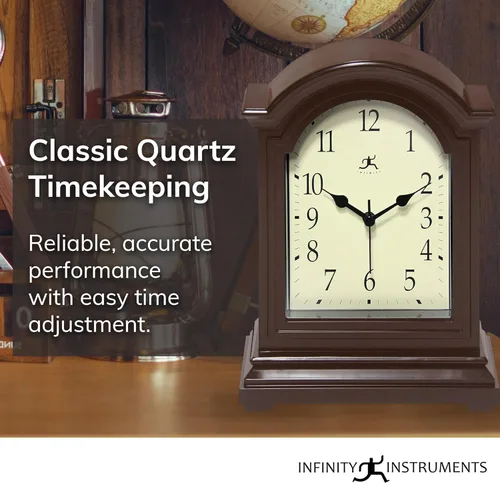 Miniatura 6 de Infinity Instruments Reloj de Abuelo de Mesa Marrón Antiguo 9 x 6 pulgadas Reloj de Repisa de Mesa Mini Decoración de Mesa de Escritorio Repisa