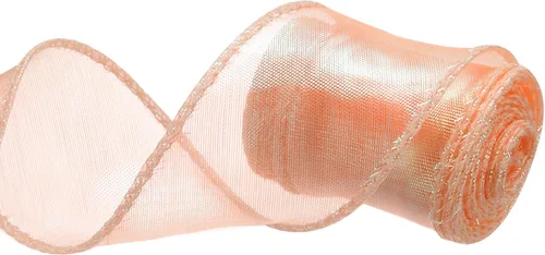 Miniatura 28 de MECCANIXITY - Cinta de organza con cable de 1 1/2" de ancho, brillante, transparente, con brillo irisado en tonos pastel, cinta de gasa para Beige