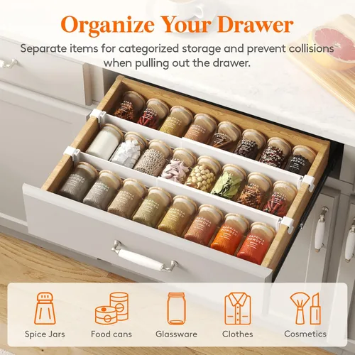 Miniatura 2 de Lifewit Paquete de 6 divisores de cajones de cocina colgantes de 3.1 pulgadas de alto, 10.2-16.5 in/10-17 organizadores de cajones ajustables