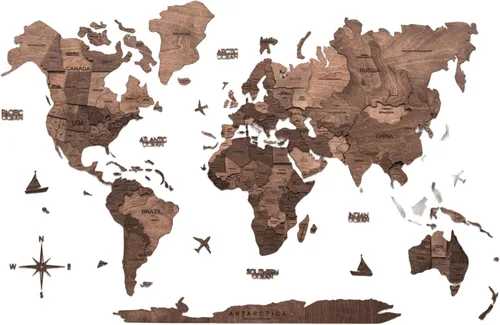 Enjoy The Wood Mapa del mundo de madera 3D, arte para pared, decoración de pared de madera grande, idea de regalo de inauguración de la casa, idea