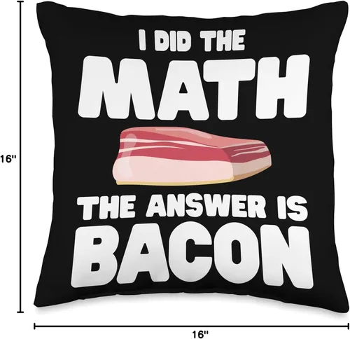 Miniatura 4 de Bacon Themed Clothes For Meat & Bacon Lovers Lover I Did The Math The Answer is Bacon - Almohada de 16 x 16 pulgadas, multicolor