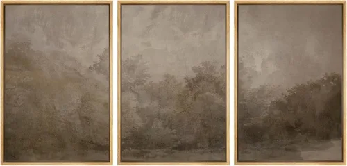 Miniatura 388 de SIGNWIN Lienzo enmarcado para pared, arte con pinceladas de flujo neutro en tonos beige abstractos, ilustraciones, arte moderno, decorativo