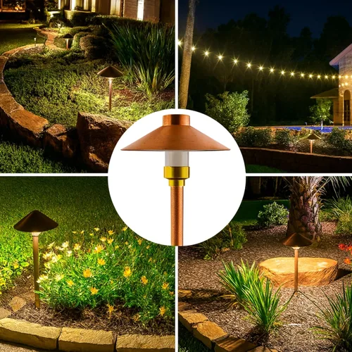 Miniatura 6 de Luz LED Pathway 126 para paisaje (paquete de 4) 12 V, cobre sólido, bajo voltaje, 4 W, G4, bombilla LED incluida para exteriores, hongos, seguridad
