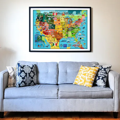Miniatura 4 de Think2Master Colorido mapa de Estados Unidos 500 piezas con piezas grandes rompecabezas para mayores de 13 años, adolescentes, adultos y familias.