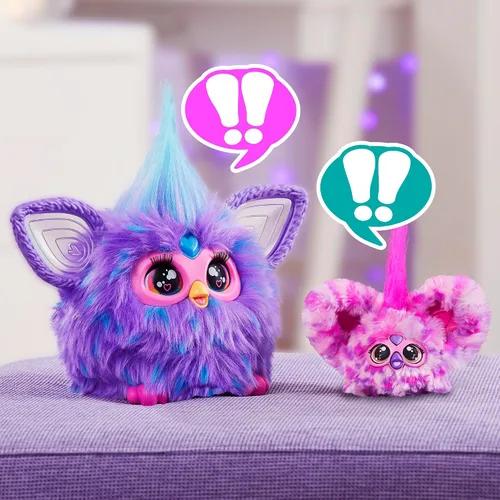 Miniatura 10 de Furby Furblets Hip-Bop Mini Friend, más de 45 sonidos, música hip hop y frases furbish, juguetes de peluche electrónicos, rosa y morado, regalos