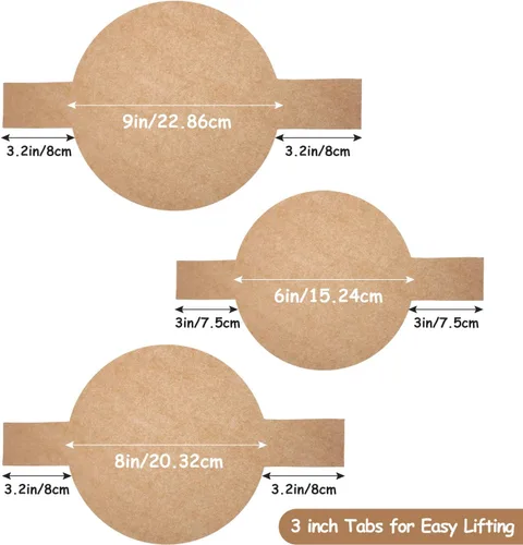 Miniatura 2 de 120 piezas de forros de molde para pastel circular precortados, papel de pergamino redondo antiadherente con lengüetas de elevación para hornear