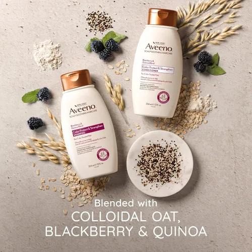 Miniatura 5 de Champú OGX Aveeno Color Protect Strengthen+ Moras y Quinoa, Fresco, 12 onzas líquidas