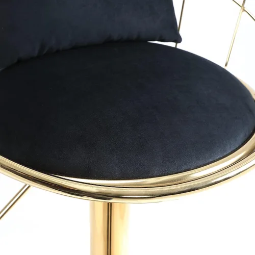 Miniatura 6 de Polibi Juego de 2 sillas de bar giratorias de terciopelo con rotación de 360 grados con base dorada pura, altura de asiento ajustable de 23.25 a