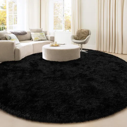 Miniatura 16 de Alfombra Redonda para Dormitorio, Alfombras de Área Circulares Suaves y Esponjosas de 4x4 pies para Cuarto de Niños y Niñas, Habitación Infantil